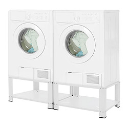 Acheter ML-Design Socle machine à laver double avec étagère base sèche-linge blanc 150 kg/support