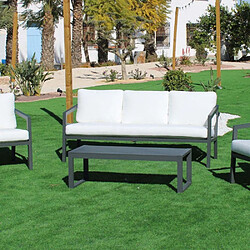 HEVEA Salon de jardin détente luxe anthracite Acapulco Canapé 3 places + 2 fauteuils.