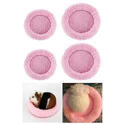 Avis 4 Pièces Polaire Pour Animaux De Compagnie Confortable Tapis Tampons Literie Pour Lapin Rat Hamster Souris Lit Maison Rose