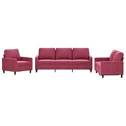 vidaXL Ensemble de canapés 3 pcs avec coussins Rouge bordeaux Velours