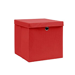 Maison Chic Lot de 10 Boîtes de rangement,Boîtes de stockage avec couvercles 28x28x28 cm Rouge -MN108126