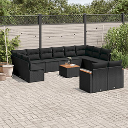 Maison Chic Salon de jardin avec coussins 13 pcs | Ensemble de Table et chaises | Mobilier d'Extérieur noir résine tressée -GKD14478