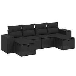 vidaXL Salon de jardin 6 pcs avec coussins noir résine tressée