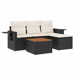 Maison Chic Salon de jardin 5 pcs avec coussins | Ensemble de Table et chaises | Mobilier d'Extérieur noir résine tressée -GKD26923