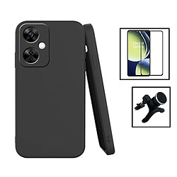 PHONECARE Kit Film Verre Trempé 5D Full Cover + Coque Silicone Liquide + Support de Voiture Renforcé pour OnePlus Nord CE 3 Lite - Noir 