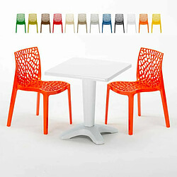 Grand Soleil Table et 2 chaises colorées polypropylen