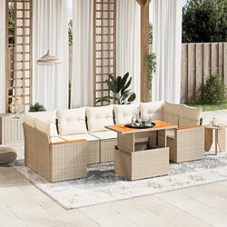 vidaXL Salon de jardin avec coussins 8 pcs beige résine tressée 