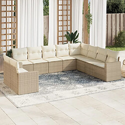 vidaXL Salon de jardin avec coussins 10 pcs beige résine tressée