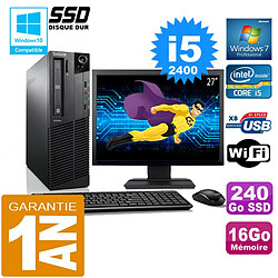 PC Lenovo M92p SFF Core I5-2400 Ram 16Go Disque 240 Go SSD Wifi W7 Ecran 27" · Occasion 