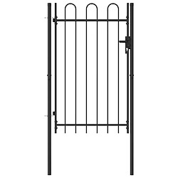 vidaXL Portillon simple porte avec dessus arqué Acier 1x1,5 m Noir 