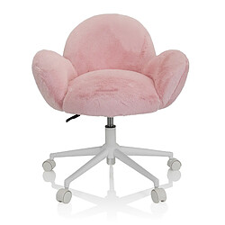 Chaise de bureau enfant / Chaise enfant KID TEDDY en peluche synthétique rose hjh OFFICE 