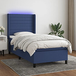 Maison Chic Lit adulte- Lit + matelas + LED,Sommier à lattes de lit matelas et LED Bleu 90x190 cm Tissu -GKD25348