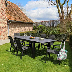 Wilsa Garden Ensemble HPL 6/10p en aluminium noir et plateau en HPL gris avec 6 fauteuils et 4 chaises pliantes en aluminium et textilène