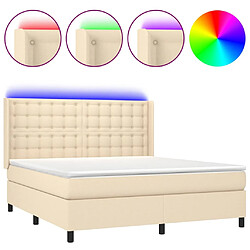 vidaXL Sommier à lattes de lit matelas et LED Crème 160x200 cm Tissu