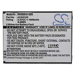 vhbw Batterie remplacement pour Archos AC50DHE pour smartphone (1600mAh, 3,8V, Li-ion)