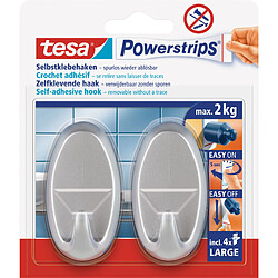 tesa Powerstrips Crochet adhésif LARGE, oval, mat chromé () 