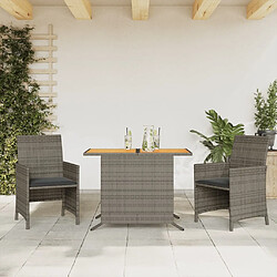 Maison Chic Ensemble de bistro 3 pcs avec coussins,Table + chaises + coussins de jardin gris résine tressée -GKD624402