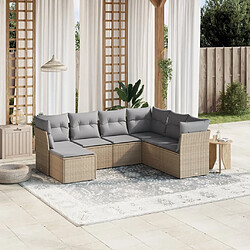 vidaXL Salon de jardin avec coussins 7pcs mélange beige résine tressée 