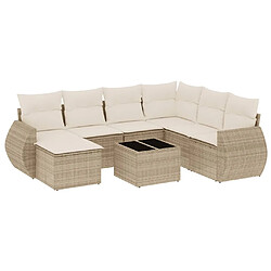 Maison Chic Salon de jardin avec coussins 8 pcs | Ensemble de Table et chaises | Mobilier d'Extérieur beige résine tressée -GKD74234