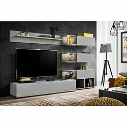 Paris Prix Ensemble Meuble TV Design Silk 240cm Gris & Naturel 