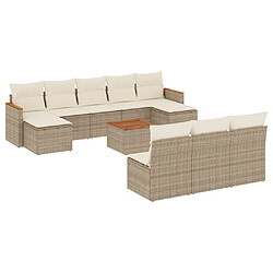 Maison Chic Salon de jardin 11 pcs avec coussins | Ensemble de Table et chaises | Mobilier d'Extérieur beige résine tressée -GKD23339