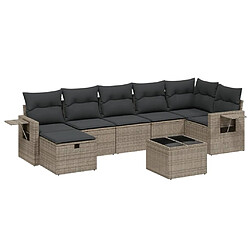 vidaXL Salon de jardin 8 pcs avec coussins gris résine tressée