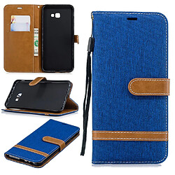 Etui en PU tissu jean bicolore bleu bébé pour votre Samsung Galaxy J4 Plus/J4 Prime 