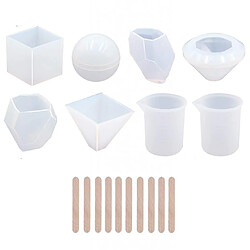 6 Pack Grand Résine Époxy Moule pour la Coulée Presse-papiers, Savon, Bougie, Moules en Résine Comprend Sphère, cube, Diamant, Pyramide, Pierre, moules de coulée en résine