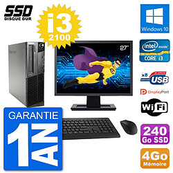 PC Lenovo M91p SFF Ecran 27" Intel i3-2100 RAM 4Go SSD 240Go Windows 10 Wifi - Occasion