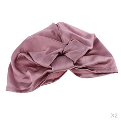 2x Womes Silk Sleeping Hat Wrap Night Cap Bonnet de Soins Capillaires Foulards Chapeau Rose