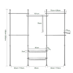 Avis SoBuy KLS04-HG Garde-Robe Système de Penderie Télescopique avec 5 Barres Portant de Vêtement