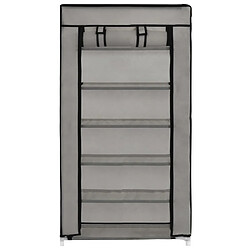 Acheter vidaXL Armoire à chaussures avec housse Gris 58x28x106 cm Tissu