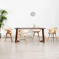 Maison Chic Lot de 4 Chaises à manger,Chaise pour cuisine crème similicuir et bois courbé -MN77799