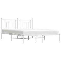 Acheter Maison Chic Lit adulte 160x200cm- Cadre de lit métal avec tête de lit pour chambre blanc -MN68008