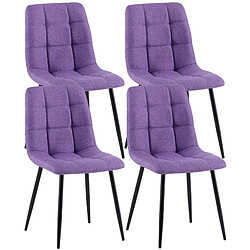 Decoshop26 Lot de 4 chaises de salle à manger en tissu violet pieds métal noir design moderne et confortable CDS10414