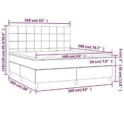 vidaXL Sommier à lattes de lit et matelas et LED Gris foncé 160x200 cm pas cher