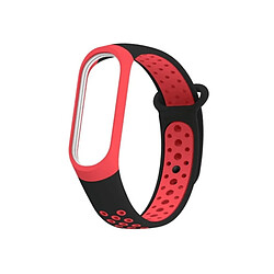 Wewoo Bracelet pour montre connectée Bande de en silicone coloré Xiaomi Mi Band 3 & 4 Noir Rouge 