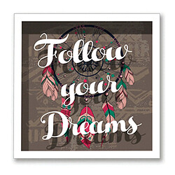 Sudtrading Cadre imprimé attrape-rêves Double - 30 x 30 cm - Follow your Dreams