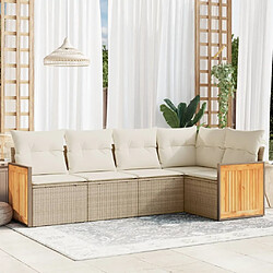 vidaXL Salon de jardin avec coussins 5 pcs beige résine tressée