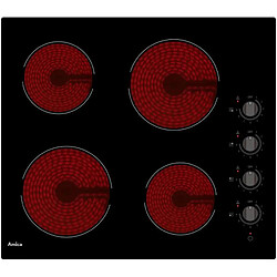 Table de cuisson vitrocéramique 60cm 4 feux 6000w noir - avm3540 - AMICA 