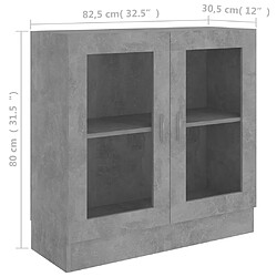 vidaXL Armoire à vitrine Gris béton 82,5x30,5x80 cm Bois d'ingénierie pas cher