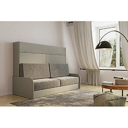 Inside 75 Armoire lit escamotable VERTIGO SOFA accoudoirs gris canapé tissu gris 160*200 cm