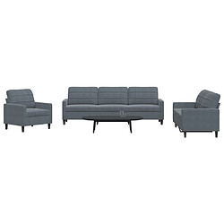 vidaXL Ensemble de canapés 4 pcs avec coussins Gris foncé Velours