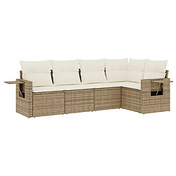 vidaXL Salon de jardin avec coussins 5 pcs beige résine tressée