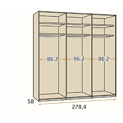 Avis Inside 75 Armoire blanche 278,4 x 60 x 240 cm structure standard 6 portes kubica