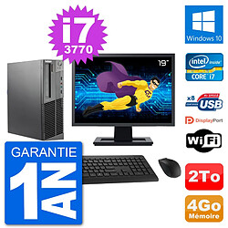 PC Lenovo M92p SFF Ecran 19" Intel i7-3770 RAM 4Go Disque 2To Windows 10 Wifi - Occasion