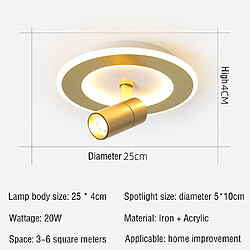 Universal Plafonnier doré, projecteur pivotant pour plafond, projecteur blanc cool 6000K, lustre intérieur rond moderne LED 20W 220V