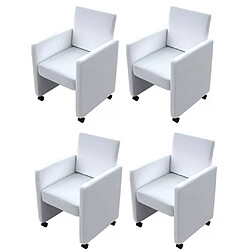 Decoshop26 Lot de 4 chaises de salle à manger cuisine style moderne et confortable en synthétique blanc CDS021244 