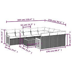 Avis vidaXL Salon de jardin 11 pcs avec coussins gris résine tressée