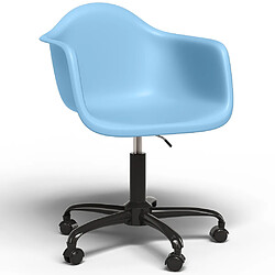 ICONIK INTERIOR Chaise de bureau avec accoudoirs - Chaise de bureau avec roulettes - Structure noire Weston Bleu clair